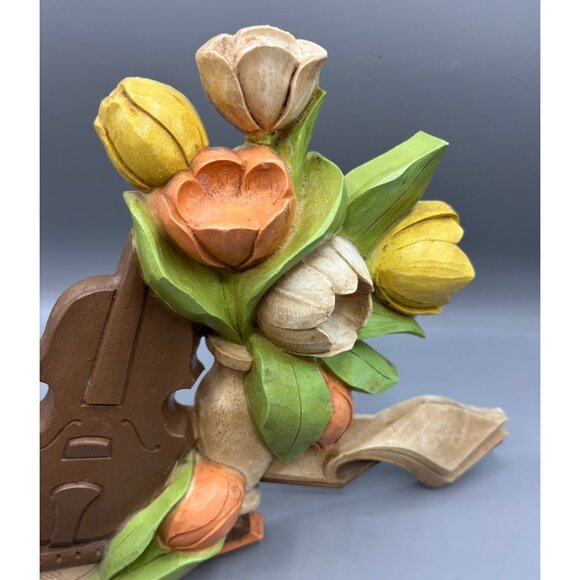 Vtg Homco 3D Wall Decor Flowers Book Candle & Violin - Picture 2 of 5